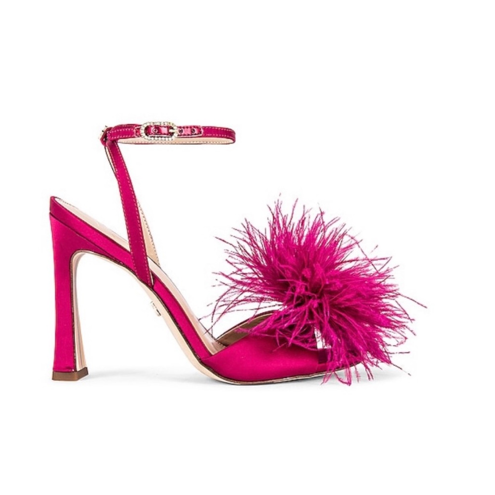 REVOLVE Pink Feathered Stiletto Heels